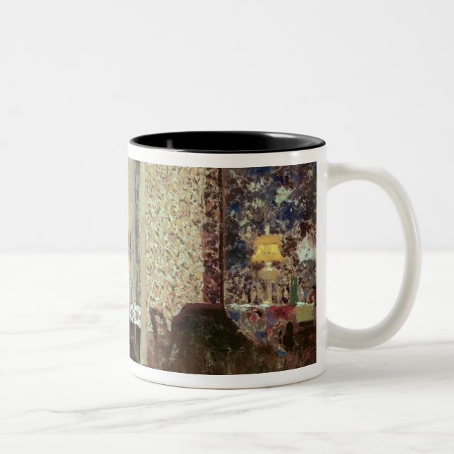 Insida eller, salongen med tre lampor, 1899 Två-Tonad mugg (Höger)