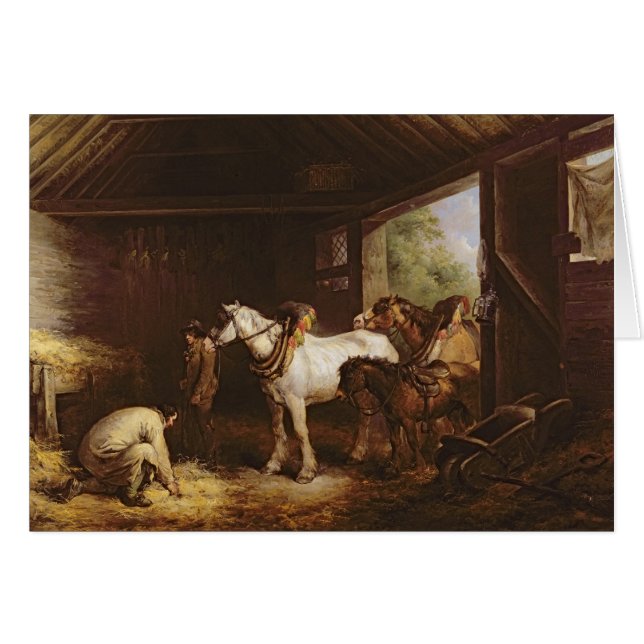 Insida ett stall hälsningskort (Framsidan Horizontal)