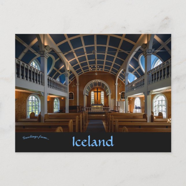 Insida i Blue Church i Seyðisfjörður-Islandet Vykort (Framsida)