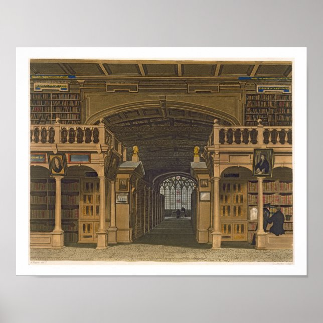 Insida i Bodleian Bibliotek, illustration för Poster (Framsidan)