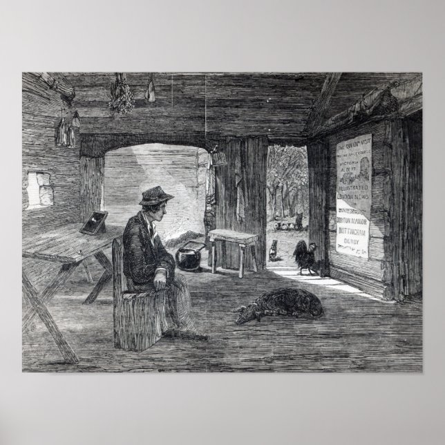 Insida i bosättarens hut i Australien Poster (Framsidan)