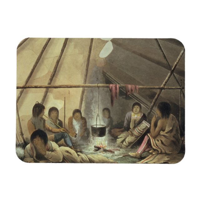 Insida i Cree Indian Tält, 25 mars 1820, f Magnet (Horisontell)