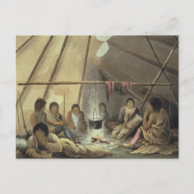 Insida i Cree Indian Tält, 25 mars 1820, f Vykort (Framsida)