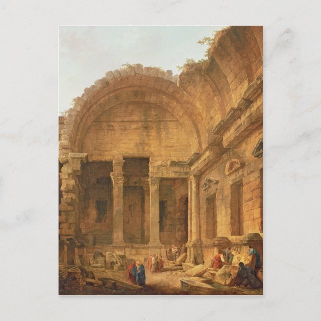 Insida i Diana-templet vid Nimes, 1787 Vykort (Framsida)
