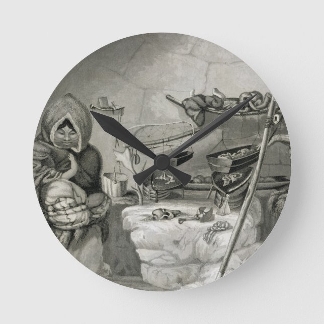 Insida i eskimo Snö Hut, Winter Island 1822 Rund Klocka (Framsida)