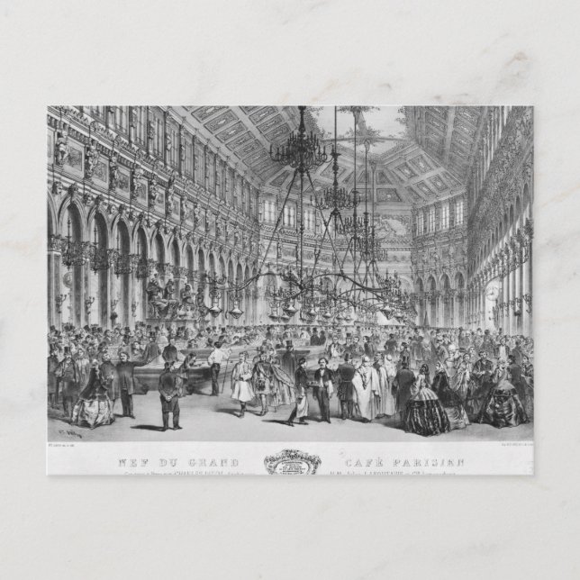 Insida i Grand Cafe Parisien, Paris Vykort (Framsida)