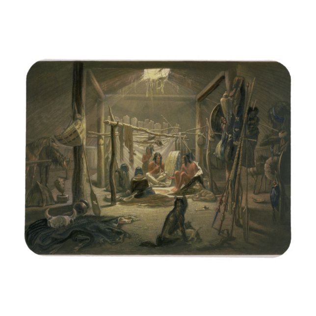 Insida i Hut of a Mandan Chief, plate 1 Magnet (Horisontell)