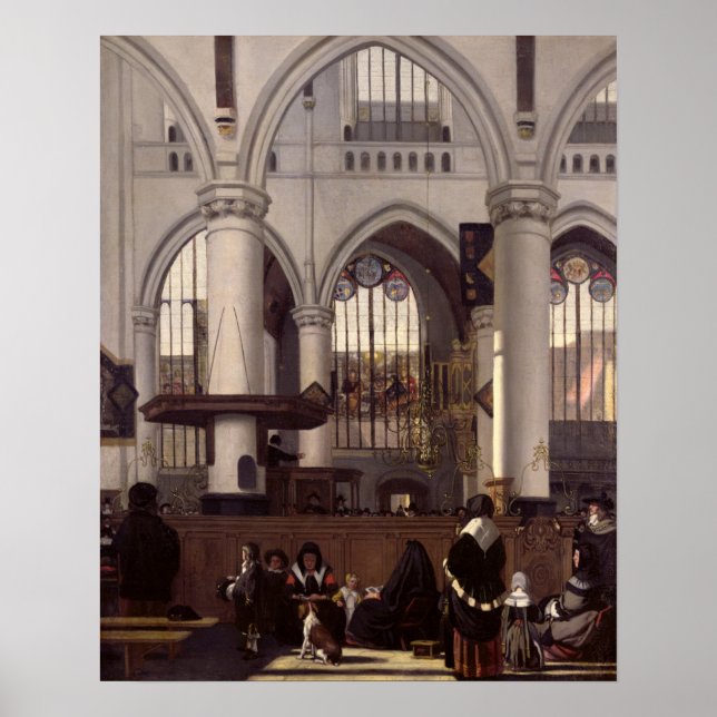 Insida i Oude Kerk, Amsterdam, 1660 Poster (Framsidan)