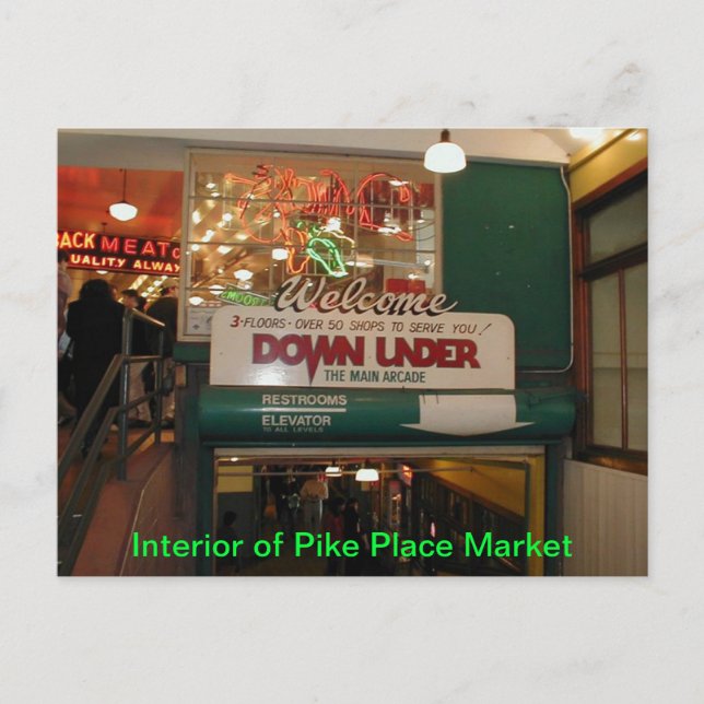 Insida i Pike Ställe Market Seattle, WA-vykort Vykort (Framsida)