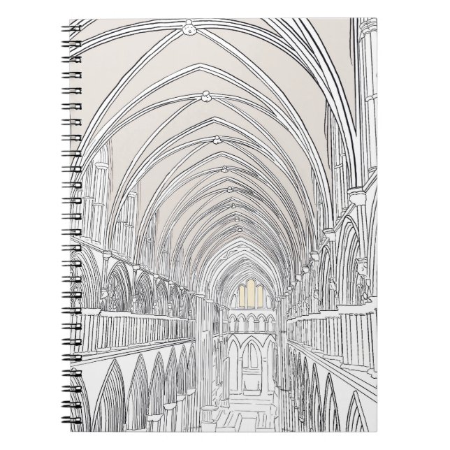 Insida i Salisbury Cathedral | Linje Teckning Anteckningsbok (Framsidan)