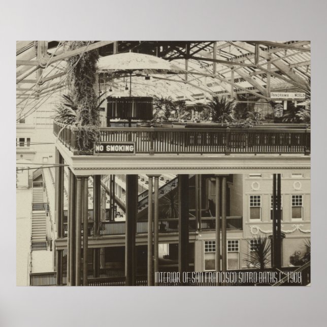 Insida i San Francisco Sutro Baths 1908 Poster (Framsidan)