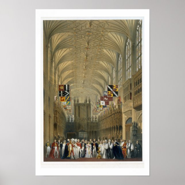 Insida i St George's Chapel, 1838 (färg litho) Poster (Framsidan)