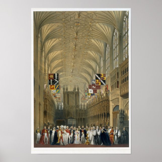 Insida i St George's Chapel, 1838 (färg litho) Poster (Framsidan)