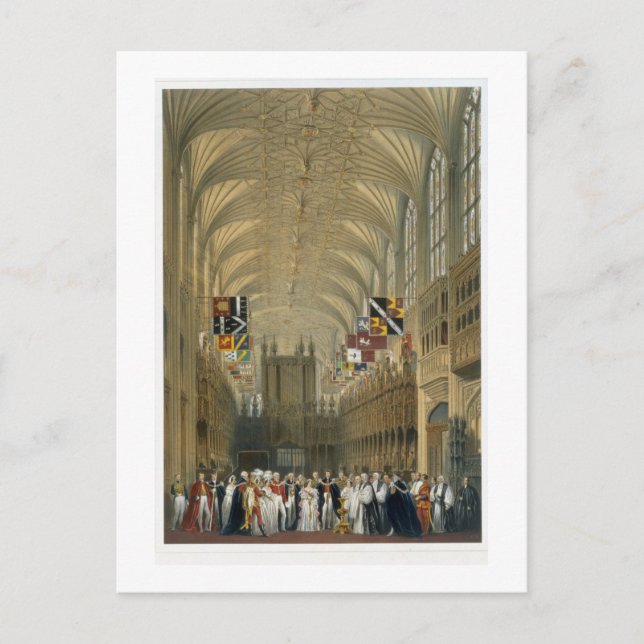 Insida i St George's Chapel, 1838 (färg litho) Vykort (Framsida)