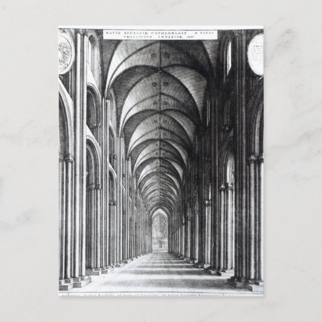 Insida i St. Paul's Nave, 1658 Vykort (Framsida)