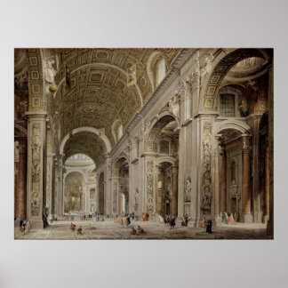 Insida i St Peter's Basilica i Rom Poster