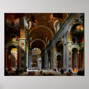 Insida i St Peter's Basilica, Rom Poster