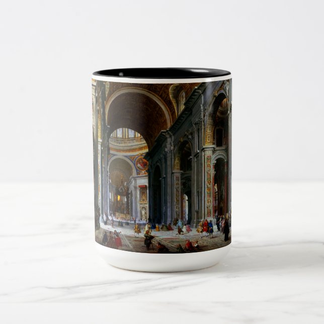 Insida i St Peter's Basilica, Rom Två-Tonad Mugg (Center)