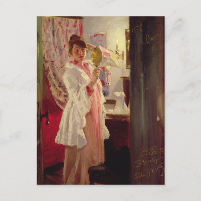 Insida med konstnärens fru 1889 vykort (Framsida)