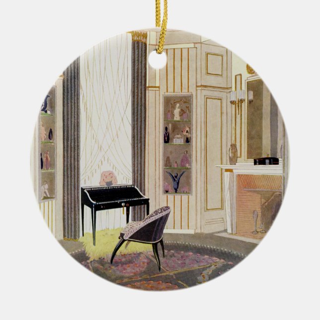 Insida med möblemang som är designat vid Ruhlmann, Julgransprydnad Keramik (Framsidan)