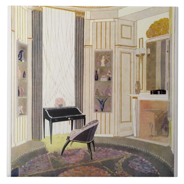 Insida med möblemang som är designat vid Ruhlmann, Kakelplatta (Framsidan)