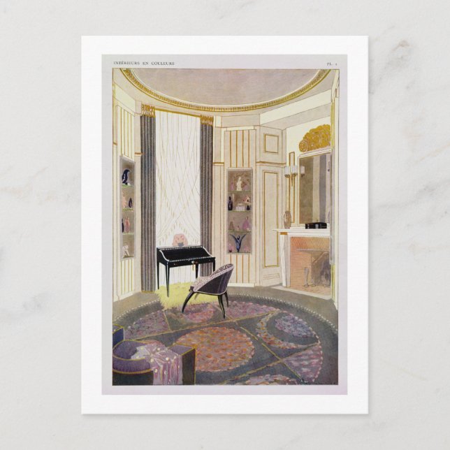 Insida med möbler designade av Ruhlmann, från Vykort (Framsida)