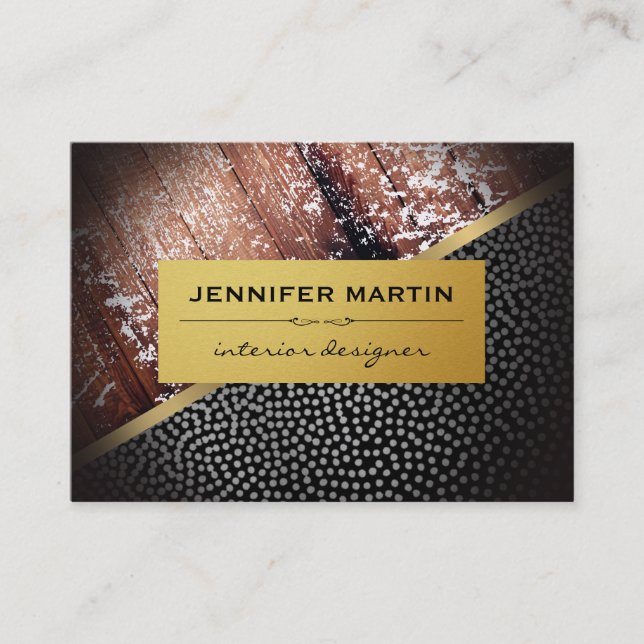 Insida Rustic Guld Metallic Dots Mönster Visitkort (Framsida)