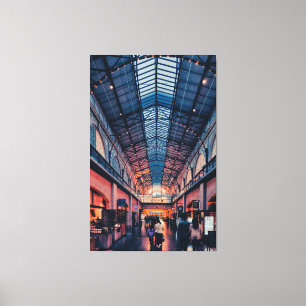 Insida San Francisco Ferry Byggnad Marketplace Canvastryck
