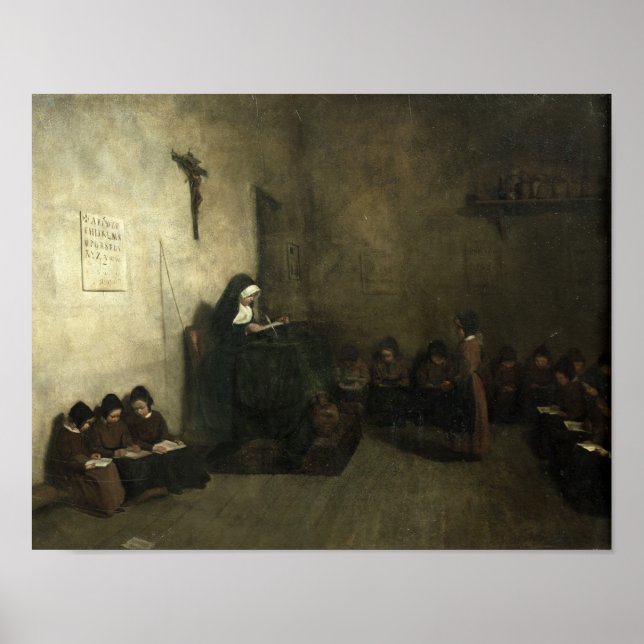 Insida vid en skola för handikappade flickor, 1850 poster (Framsidan)