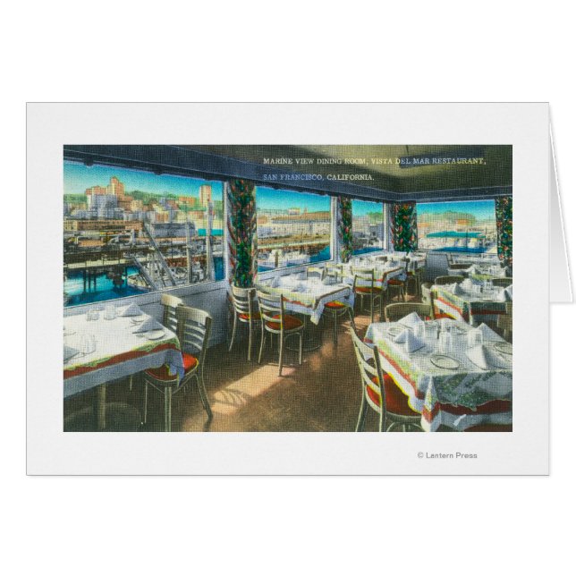 Insida-vy för Vista del Mar Restaurant Hälsningskort (Framsidan Horizontal)