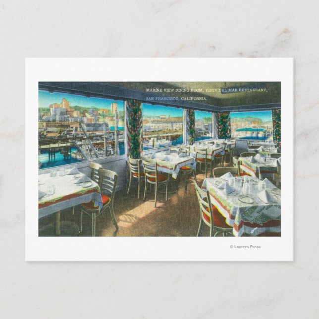 Insida-vy för Vista del Mar Restaurant Vykort (Framsida)