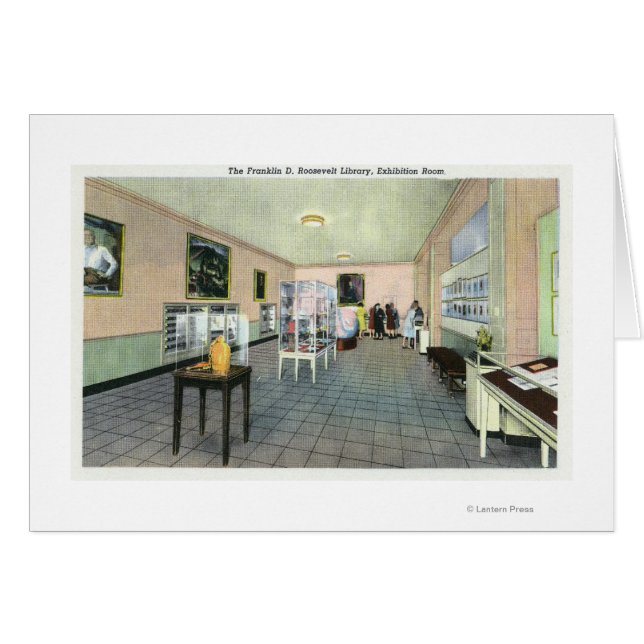 Insida-vy över FDR Bibliotek, utställning Hälsningskort (Framsidan Horizontal)