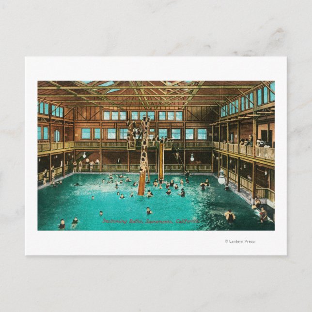 Insida Vy över simbassänger Vykort (Framsida)