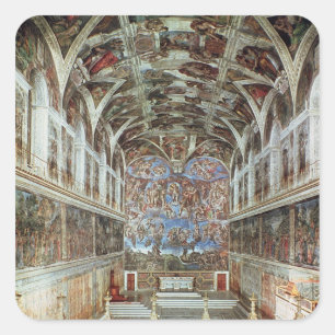 Insida-vy över Sistine Chapel Fyrkantigt Klistermärke