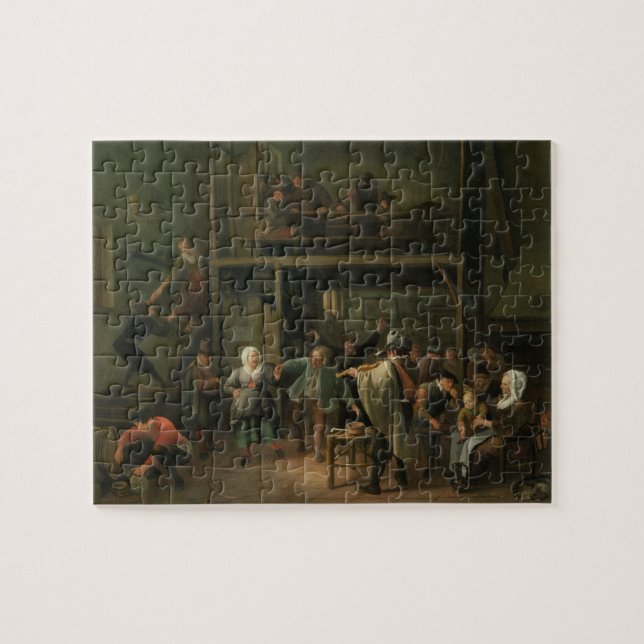 Insidan av en krog med en koppla ihop som dansar pussel (Horisontell)