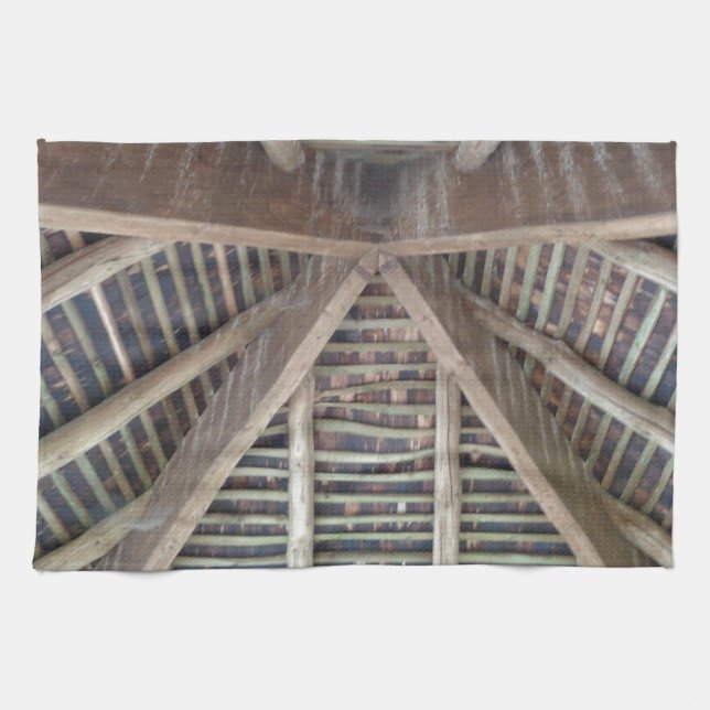 Insidan av en tak av trä kökshandduk (Horisontell)