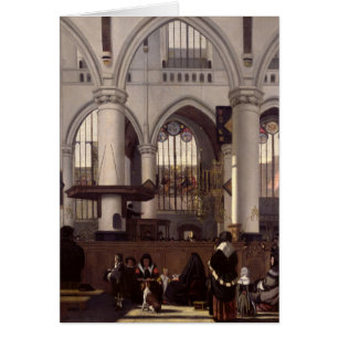 Insidan av Oude Kerk, Amsterdam, c.1660 Hälsningskort