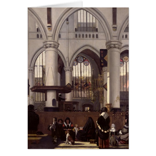 Insidan av Oude Kerk, Amsterdam, c.1660 Hälsningskort (Framsidan)