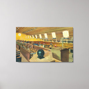 Insidan beskådar av solnedgångbowling centrerar canvastryck