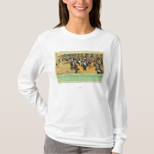 Insidan beskådar av solnedgångbowling centrerar t-shirt