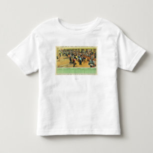 Insidan beskådar av solnedgångbowling centrerar tee shirt