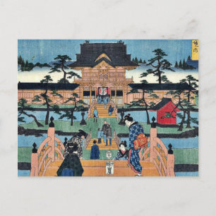 Inside Kameido Tenmangu shrine by Ando, Hiroshige Vykort