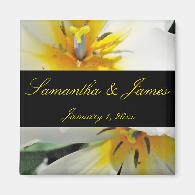 Inside White Lilies Personal Bröllop Magnet (Framsidan)