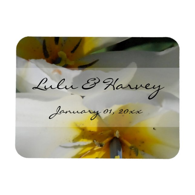 Inside White Lilies Personal Bröllop Magnet (Horisontell)