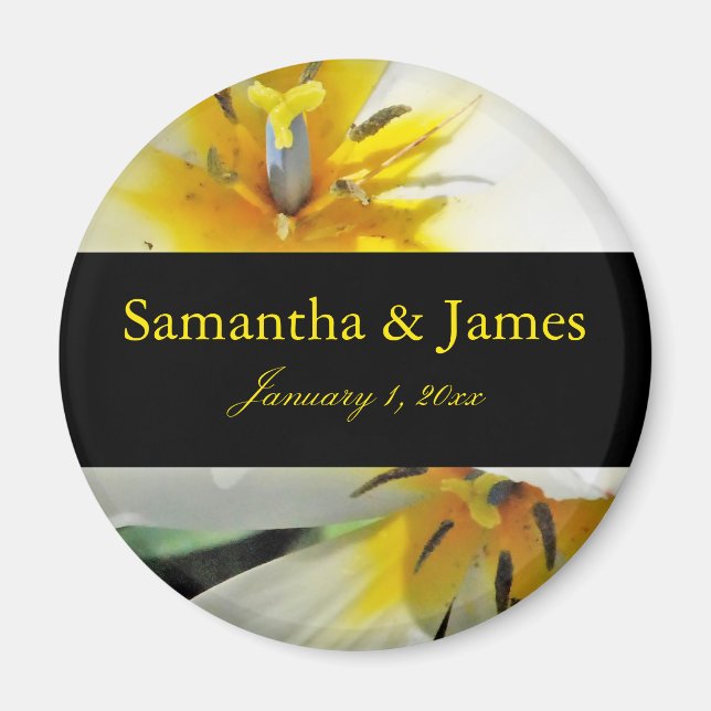 Inside White Lilies Personal Bröllop Magnet (Framsidan)