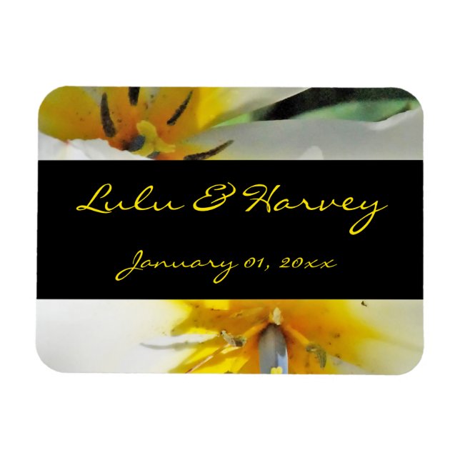 Inside White Lilies Personal Bröllop Magnet (Horisontell)