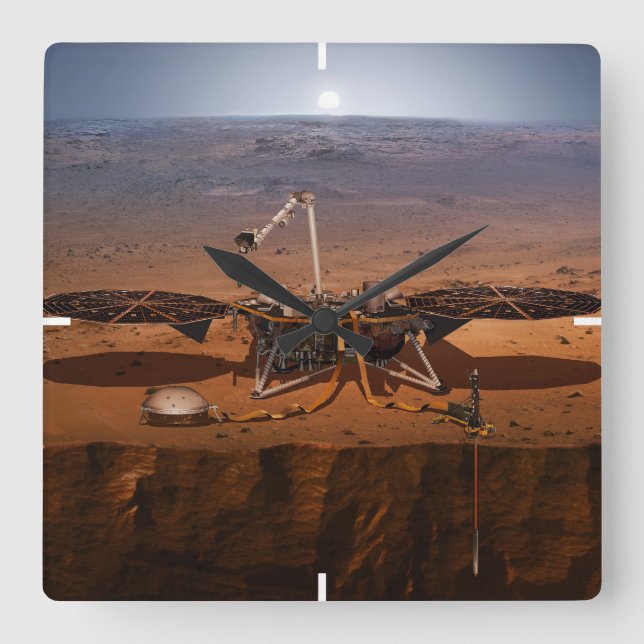 Insight Lander Fyrkantig Klocka (Framsida)