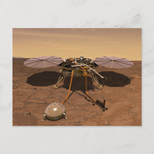 Insight Lander som arbetar på ytan av Mars. Vykort
