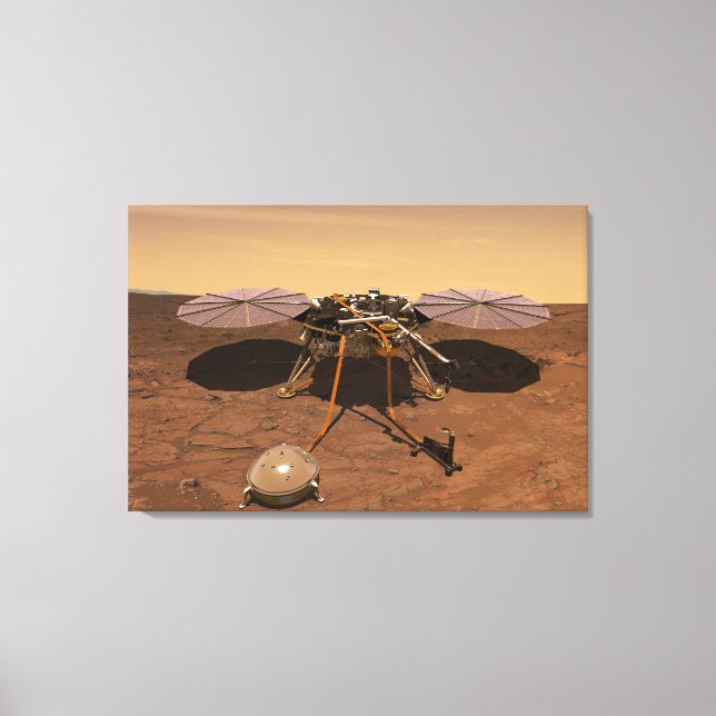 Insight Lander som opererar Yta på Mars. Canvastryck (Framsida)