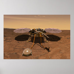 Insight Lander som opererar Yta på Mars. Poster